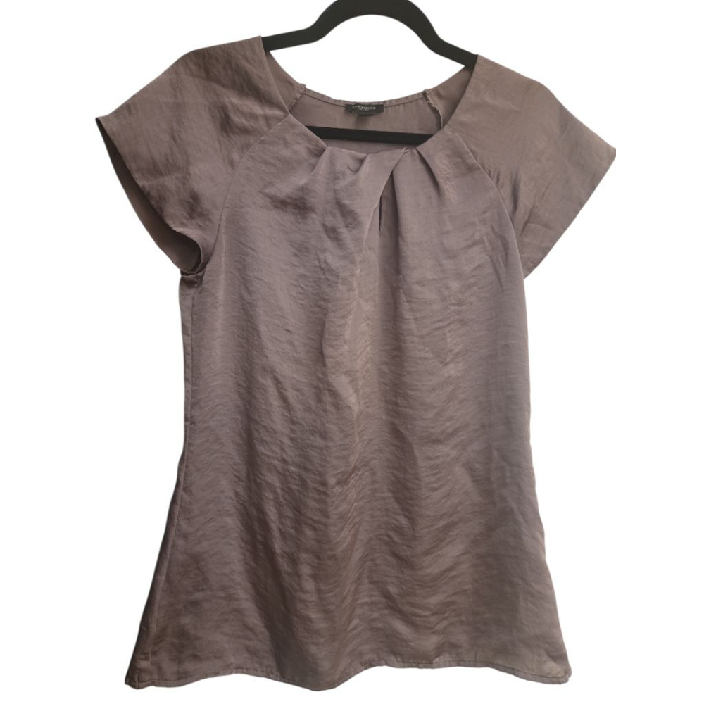 Women's Ann Taylor Taupe Lilac Short Sleeve Top Size 6